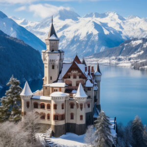 view castle with winter nature Beauty guatemala